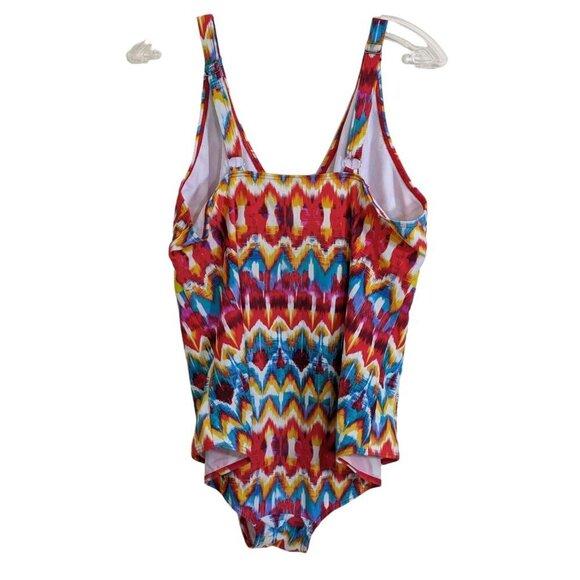Womens One Piece Swimsuit Plus Size 3X Multicolor Tie Dye Adjustable Straps - Picture 2 of 3